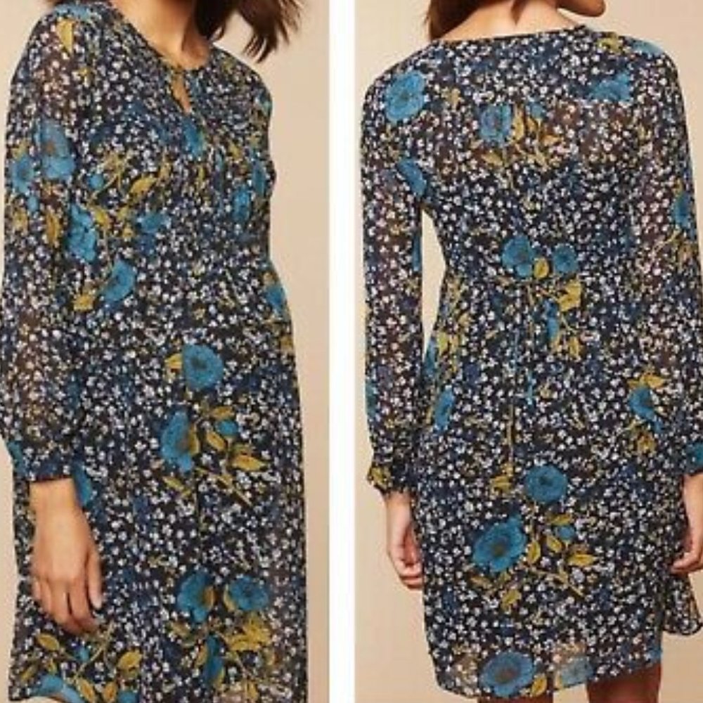 Motherhood Maternity Dress Black Floral Pleated M